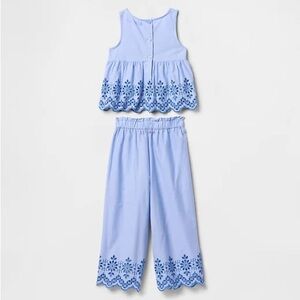 GAP Toddler Eyelet Poplin Outfit Set in Blue Crystal Size 4T